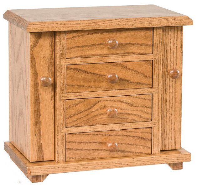 Custom 13 inch Dresser Top Jewelry Cabinet (Red Oak)