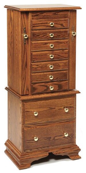 Amish Deluxe Clockbase Jewelry Armoire Cherry