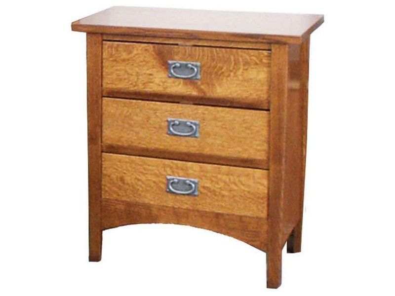 Amish Arts and Crafts Three Drawer Nightstand