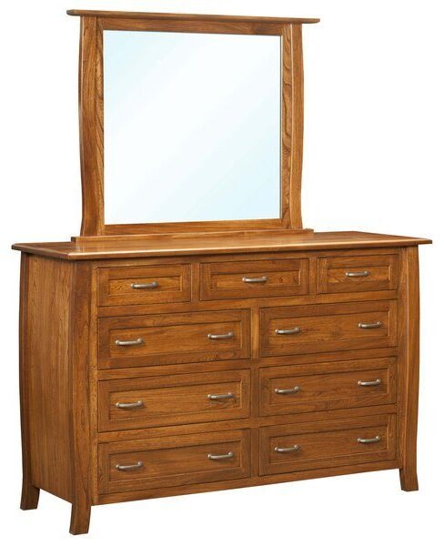 Amish Batavia Nine Drawer Dresser with Mirror