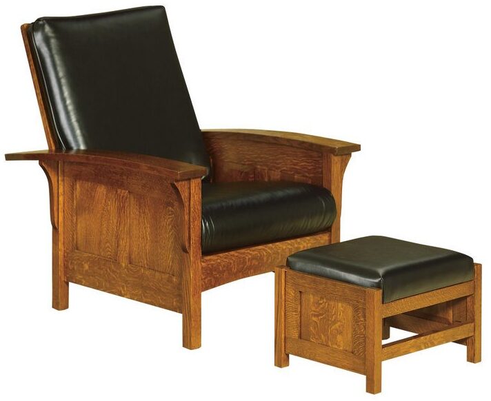 Amish Bow Arm Panel Morris Chair and Footstool