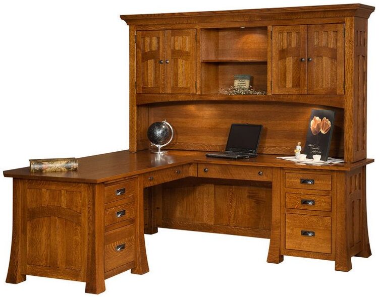Custom Bridgefort Mission Corner Desk with Topper