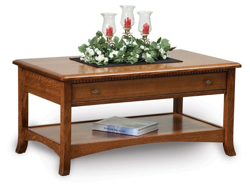 Amish Carlisle Open Coffee Table with Drawer