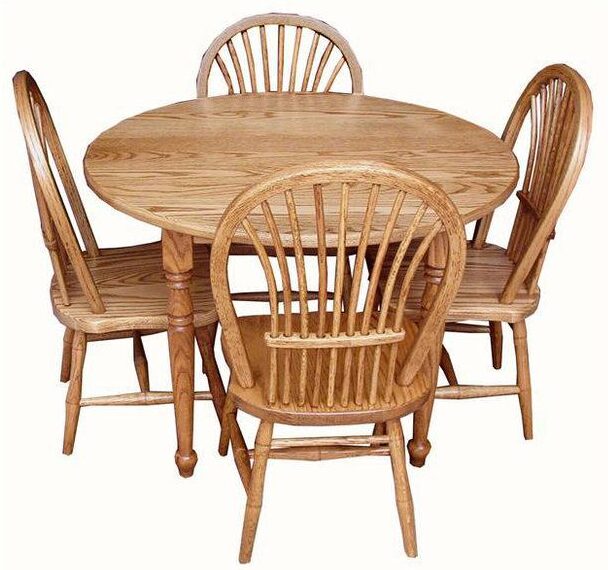 Hardwood Child's Round Table Set with Four Sheaf Chairs