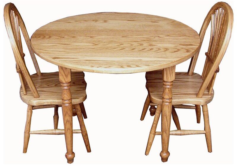 Hardwood Child's Round Table Set with Two Sheaf Chairs