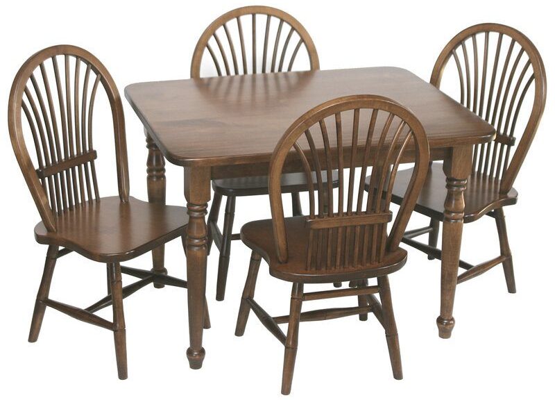 Custom Child's Table Set with Four Sheaf Chairs (Brown Maple)