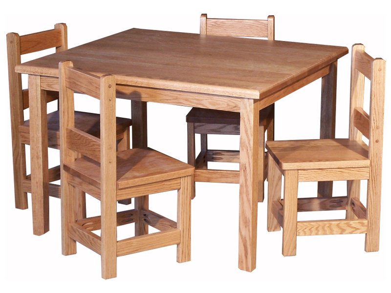 Custom Child's Table Set with Four Small Square Chairs