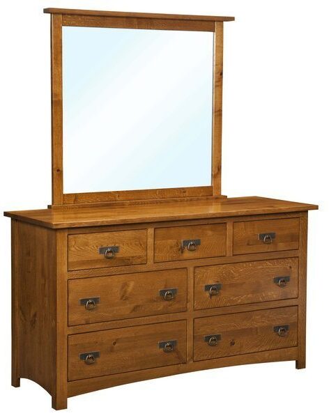 Custom Classic Mission Seven Drawer Dresser with Mirror