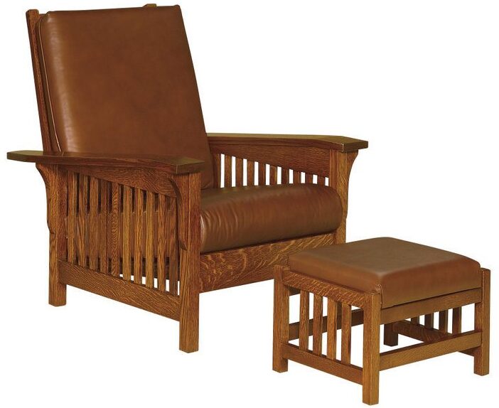Amish Clearspring Slat Morris Chair and Footstool