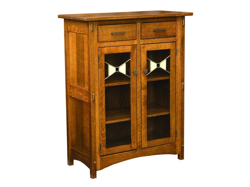 Amish Crestline Two Door Cabinet with Glass Panels