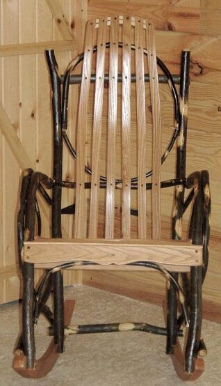 Custom Hickory Rocker with Red Oak Back and Seat