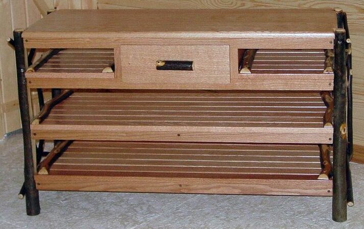 Amish Hickory TV Stand with Drawer and Solid Top