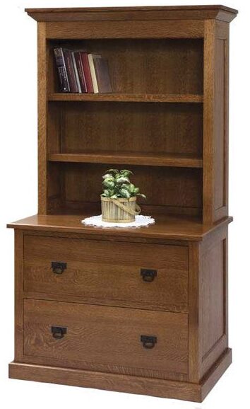 Amish Homestead 42 Inch Lateral File with Bookshelf