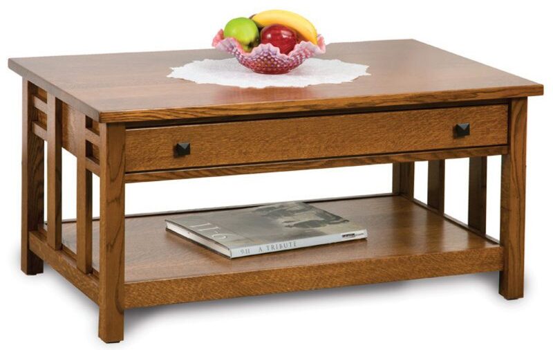 Amish Kascade Open Coffee Table with Drawer