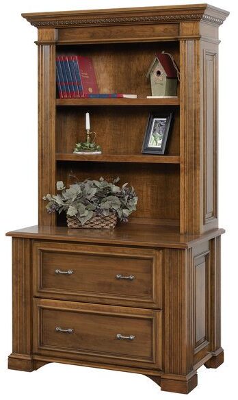 Amish Lincoln 43 Inch Lateral File with Bookshelf