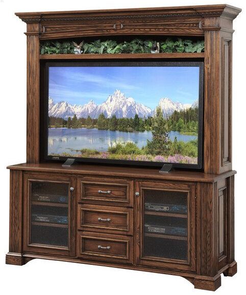 Amish Lincoln 68 Inch Plasma TV Stand with Open Hutch