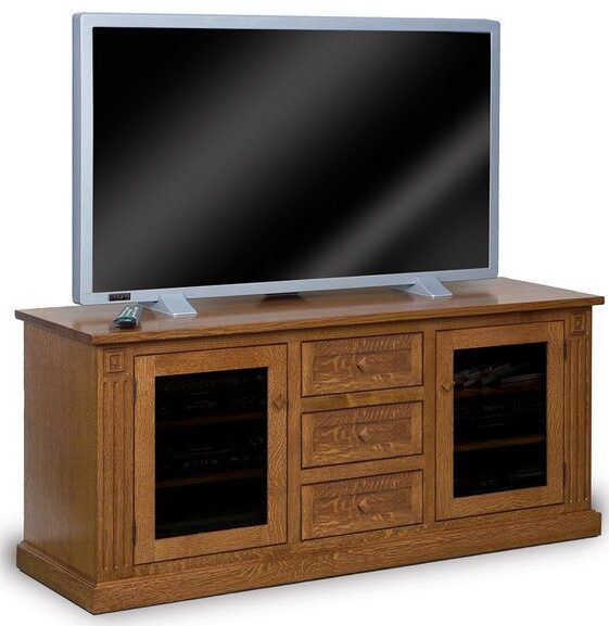 Amish Manhattan Mission Two Door, Three Drawer LCD Stand