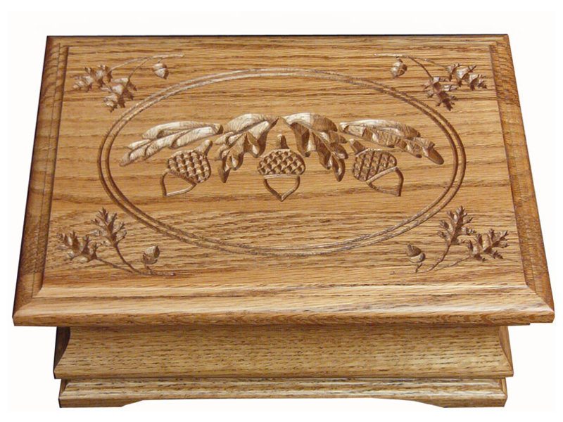 Custom Medium Jewelry Box with Acorn Engraving