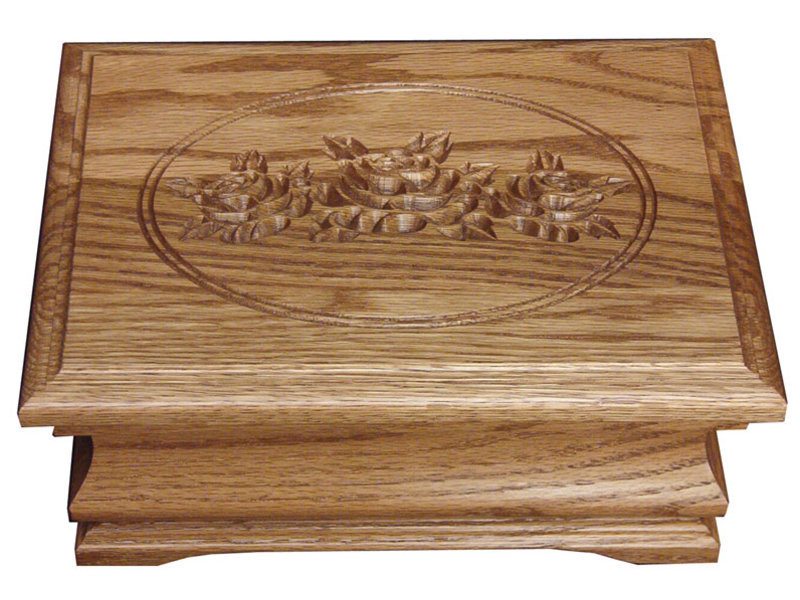 Amish Medium Jewelry Box with Rose Engraving