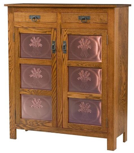 Custom Mission Style Flush Two Door Cabinet with Copper Paneling