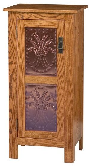Custom Mission Style One Door Cabinet with Copper Panels