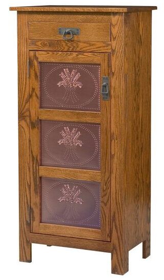 Custom Mission Style One Door, One Drawer Cabinet with Copper Paneling