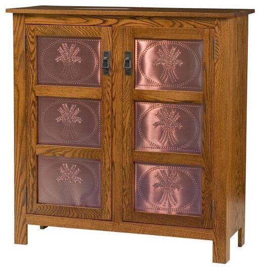 Custom Mission Style Two Flush Door Cabinet with Copper Panels