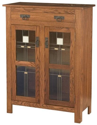 Custom Mission Two Door Cabinet with Glass Panels