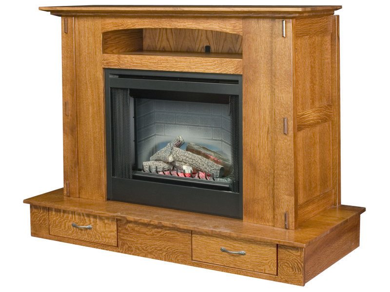 Amish Modesto Fireplace with Mantle Lift for Plasma TV