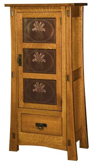 Amish Modesto One Door Cabinet with Copper Panels