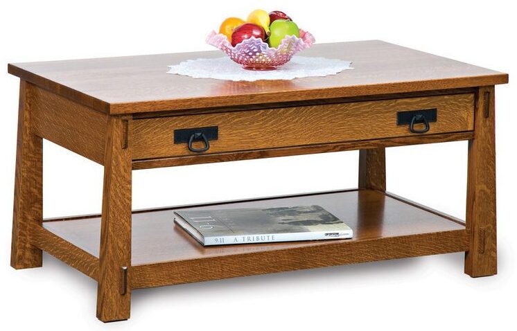 Amish Modesto Open Coffee Table with Drawer