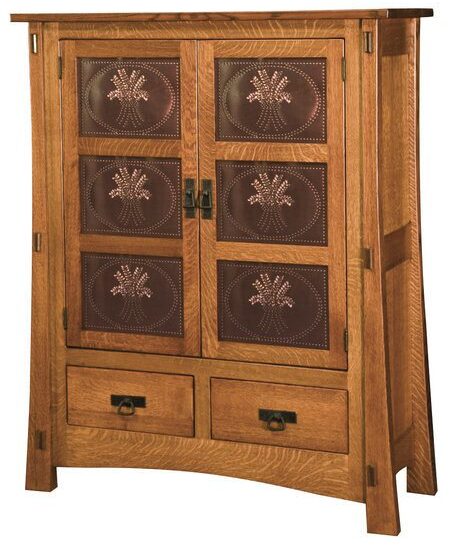 Amish Modesto Two Door Cabinet with Copper Panels