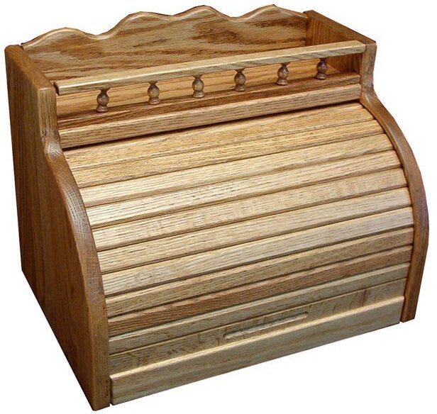 Custom Oak Bread Box with Roll-Top and Rail