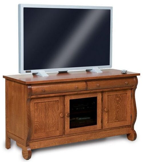 Amish Old Classic Sleigh Two Drawer, Three Door LCD Stand