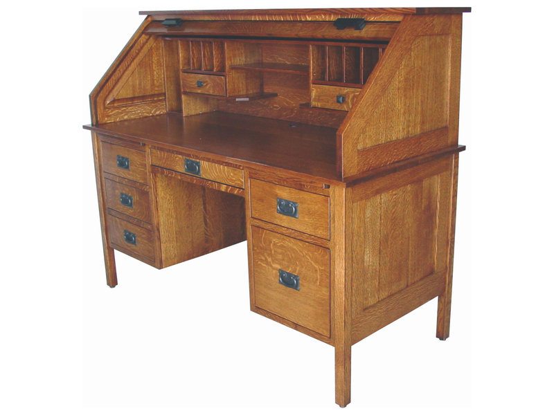 Amish Post Mission Roll Top Desk (open)