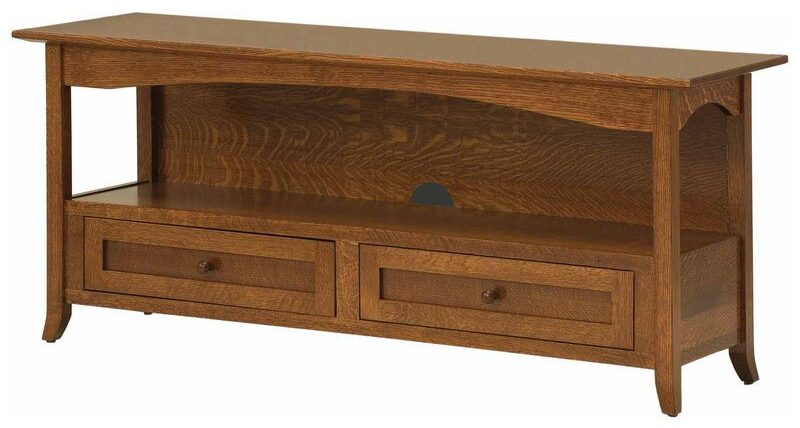Amish Shaker Hill 60 Inch Open Plasma TV Stand with Drawers