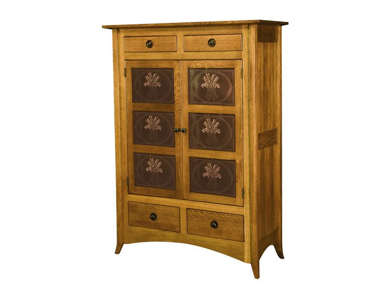 Amish Shaker Hill Two Door Cabinet with Copper Panels