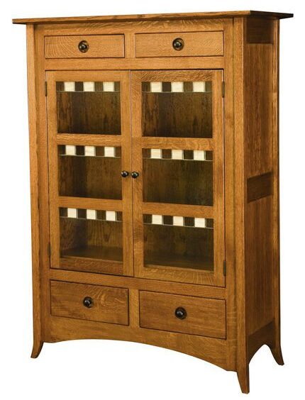 Amish Shaker Hill Two Door Cabinet with Glass Panels