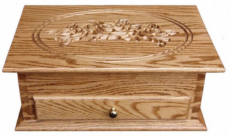 Standard Hardwood Jewelry Chest with Rose Engraving