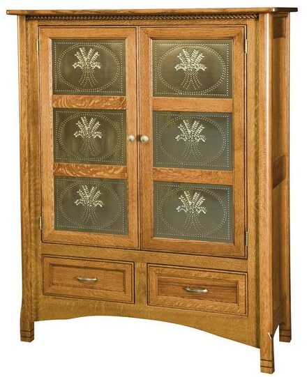 Amish West Lake Two Door Cabinet with Brushed Nickel Panels