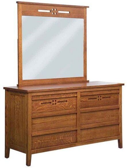 Amish West Village Six Drawer Dresser with Mirror