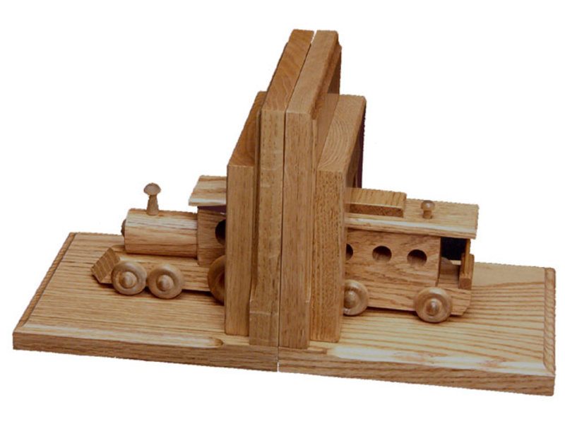 Solid Wooden Train Bookends