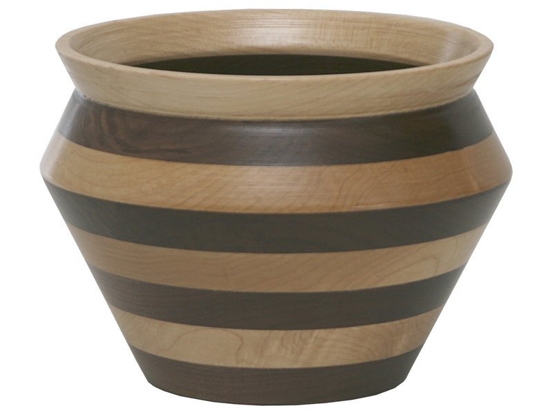 Solid Wooden Vase Bowl (Striped)