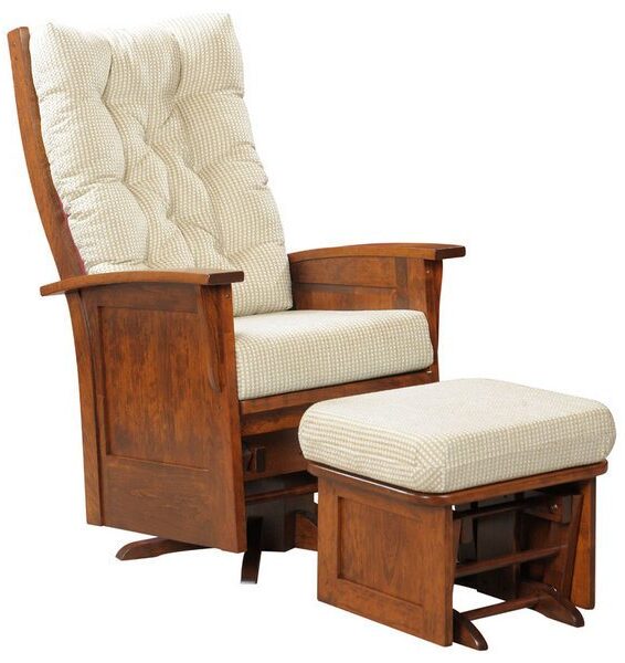 Amish Finley Deluxe Miss Panel Swivel Glider and Ottoman